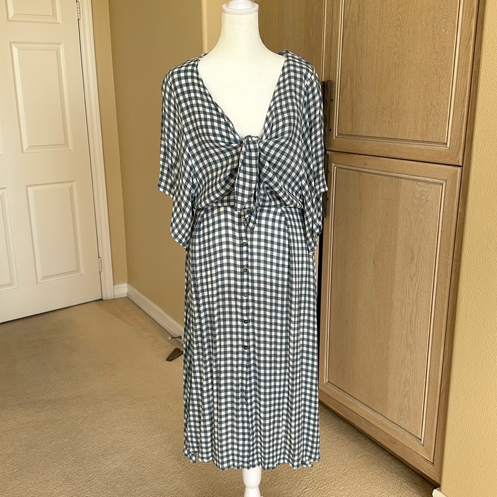 Vici Blue Gingham Midi Dress